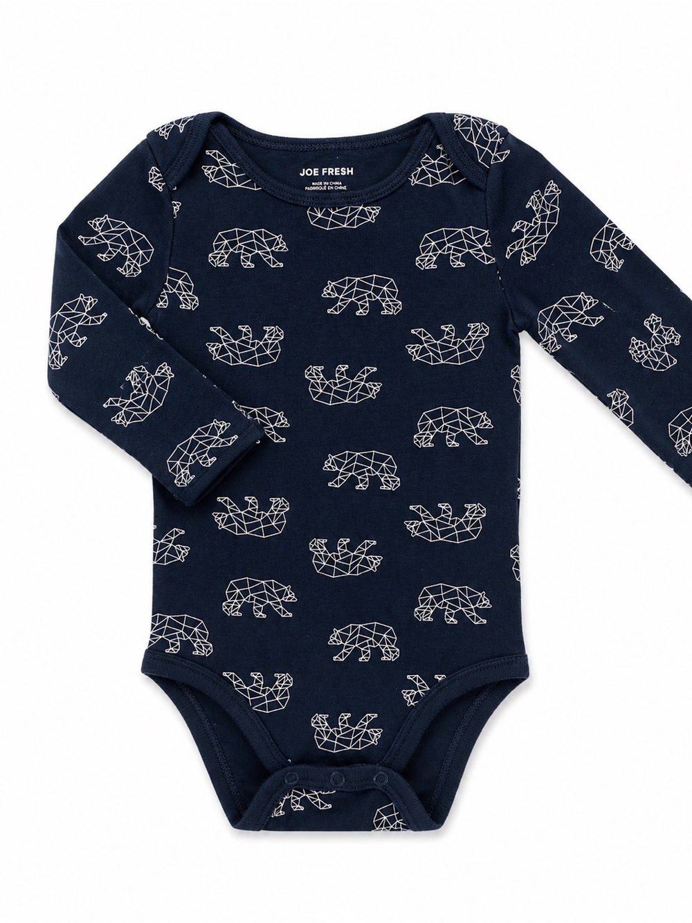 Joe Fresh Navy Geometric Bear Long-Sleeve One-Piece